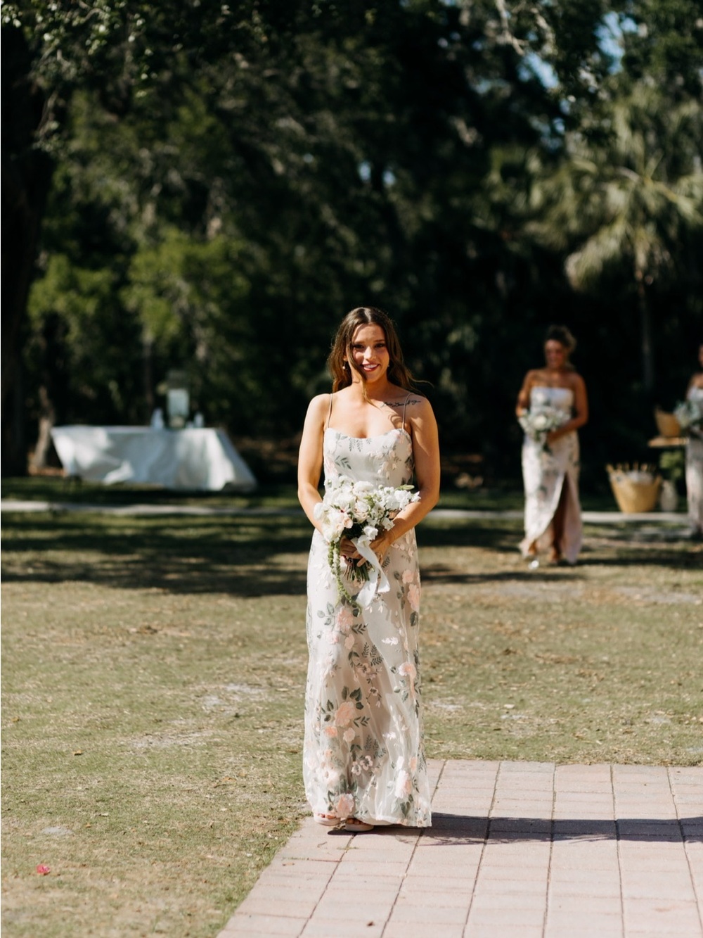 Jenny Yoo Sand Dune Floral Embroidered Spaghetti-Strap Gown - Picture 3 of 4